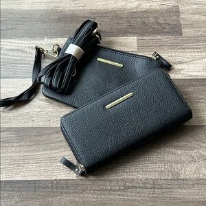 Black Vegan Leather Wallet & Wrislet